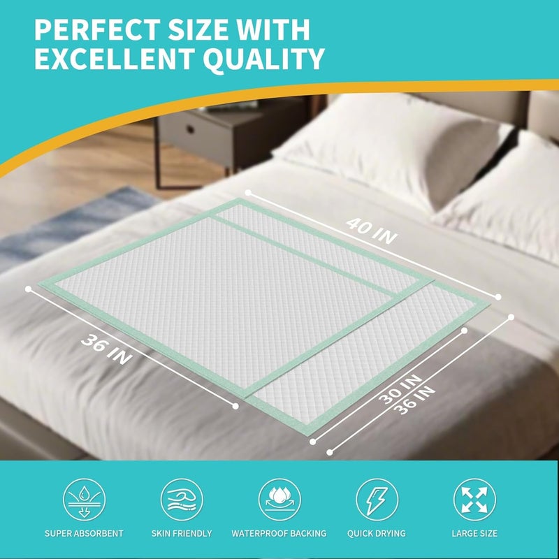MILDPLUS Disposable Bed Pads 40"X36" Extra Large Chucks Pads for Adults 130G Heavy Duty Pads Super Absorbent Underpads Waterproof Pee Pads for Incontinence, Mattress or Large Pets [100x91CM, 20pcs] - Image 3